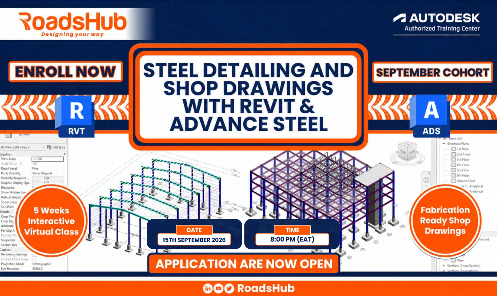 Steel Structures Detailing and Shop Drawings Professional Training – SEPT 15, 2026. Enroll today